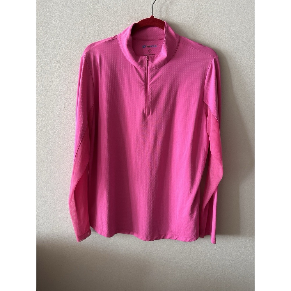 IBKUL LONG SLEEVE MOCK NECK 1/2 ZIP PINK GOLF TOP WOMEN XL UPF 50+ SUN Picklebal